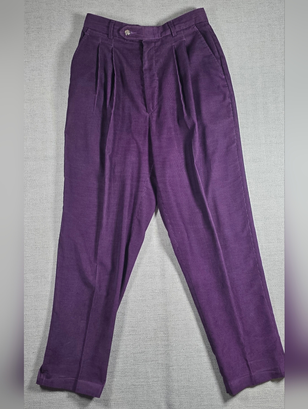 ​VTG Lands' End Corduroy Pants Womens 8P Purple High Rise Tapered Made in USA